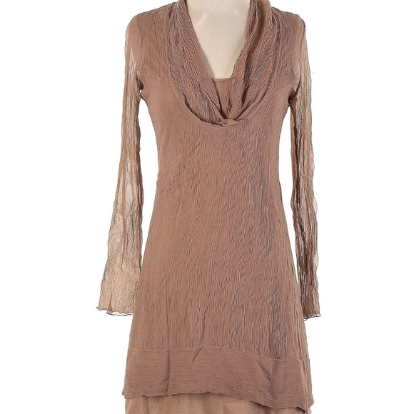BCBGMaxAzria Brown Cowl Neck Sheath Dress - Picture 1 of 4